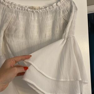 White cropped peasant blouse